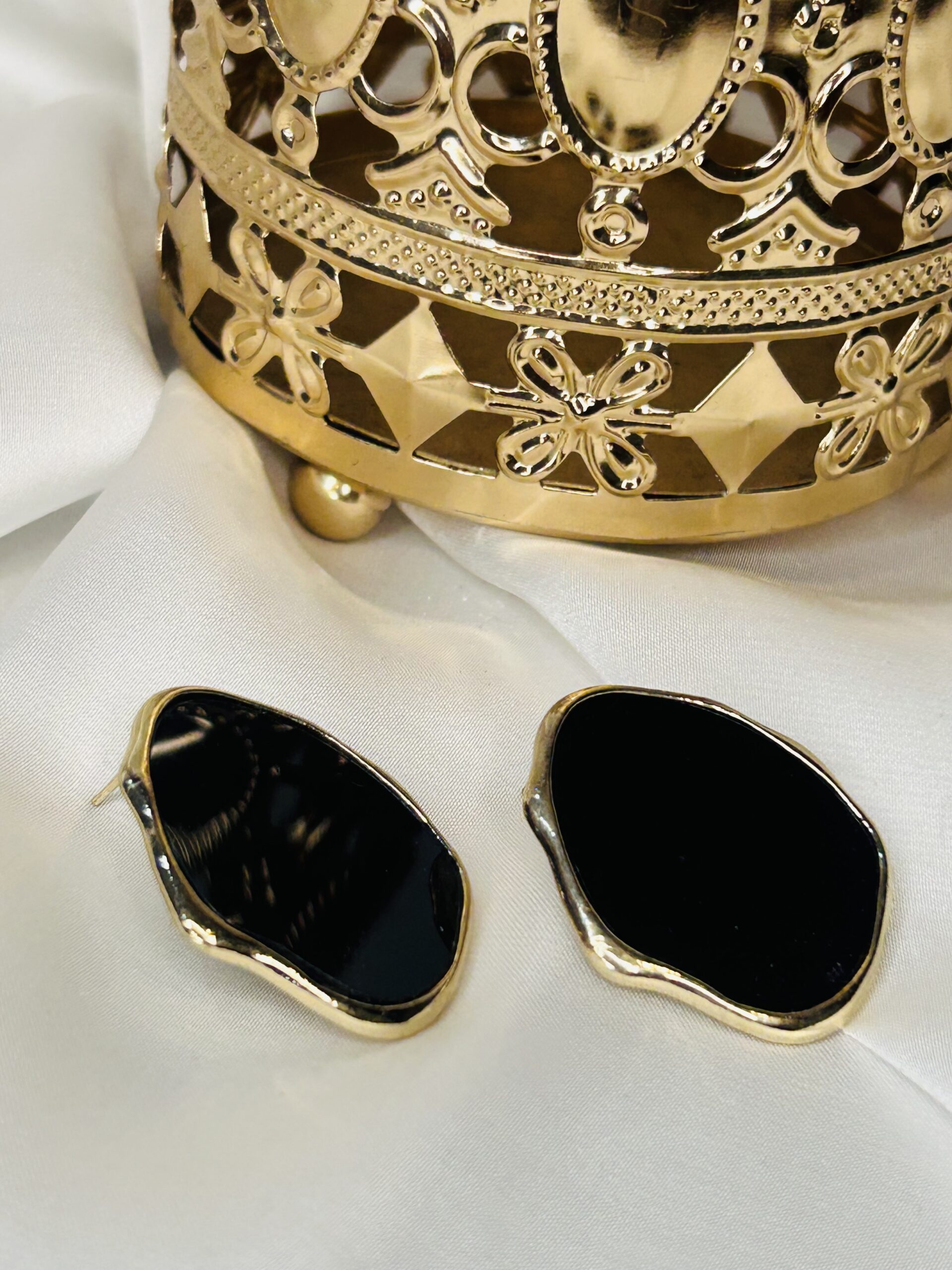 Gold Black chunky earrings