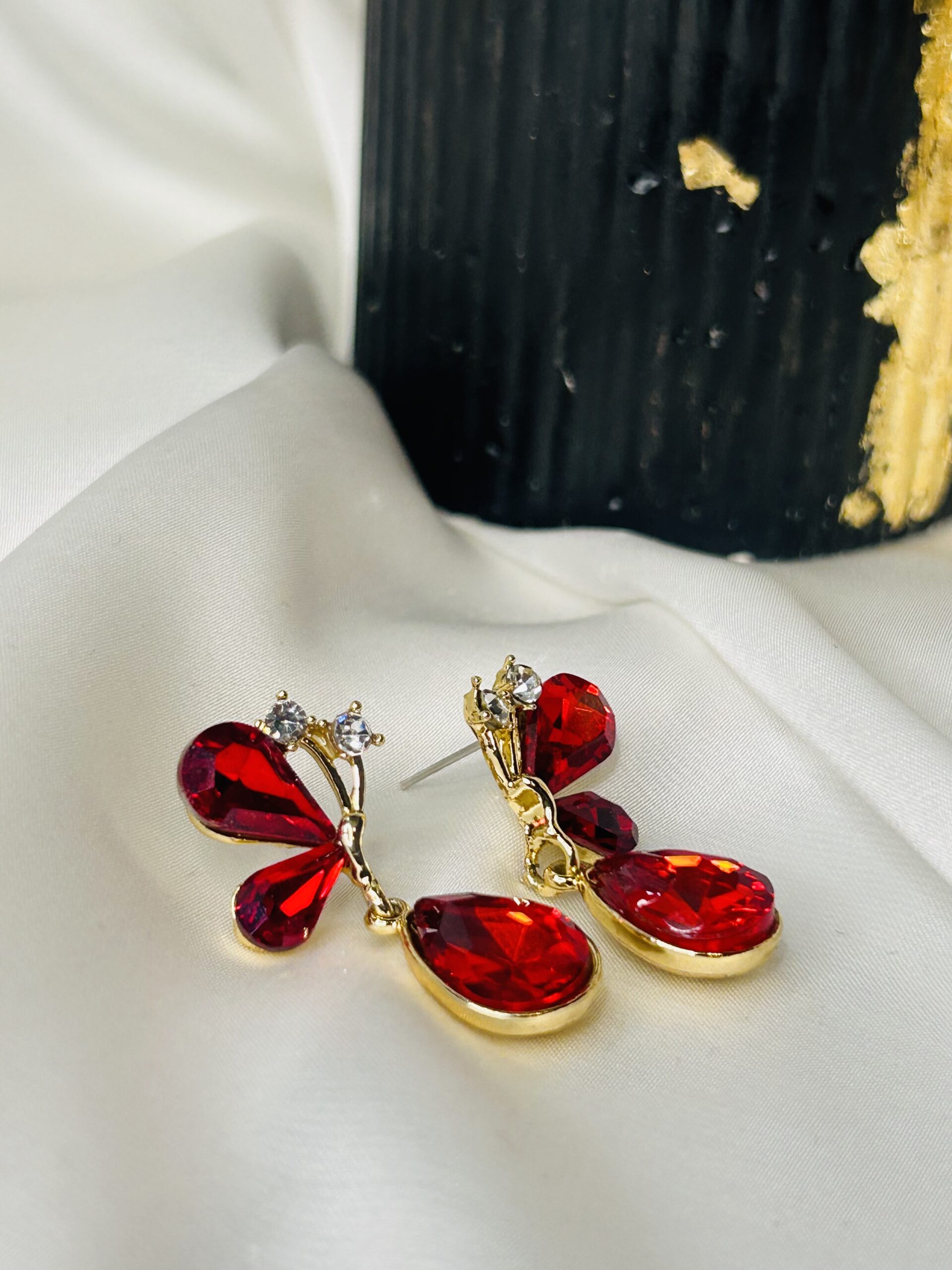 Red Butterfly Drop Earrings