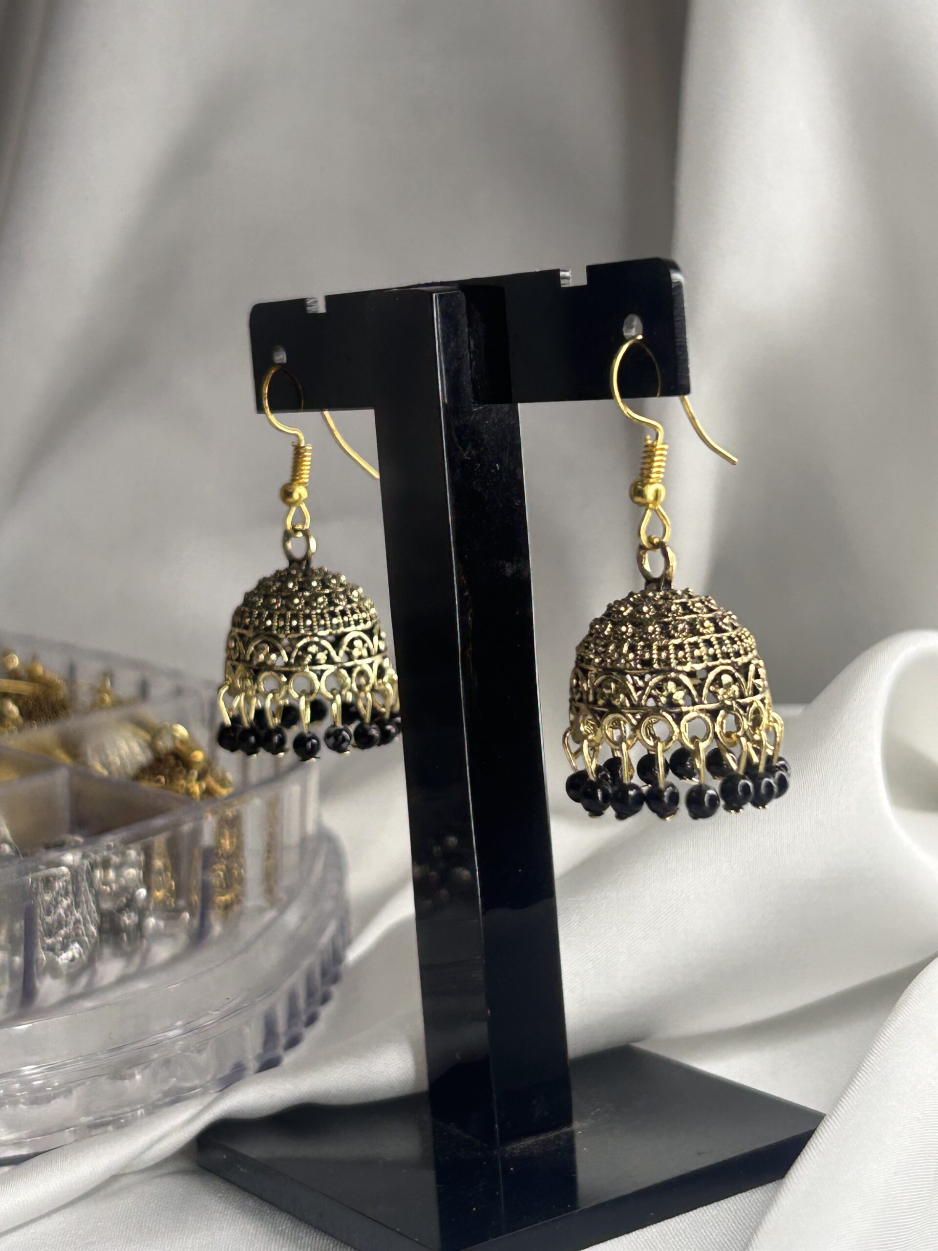 Golden Black Jhumkas