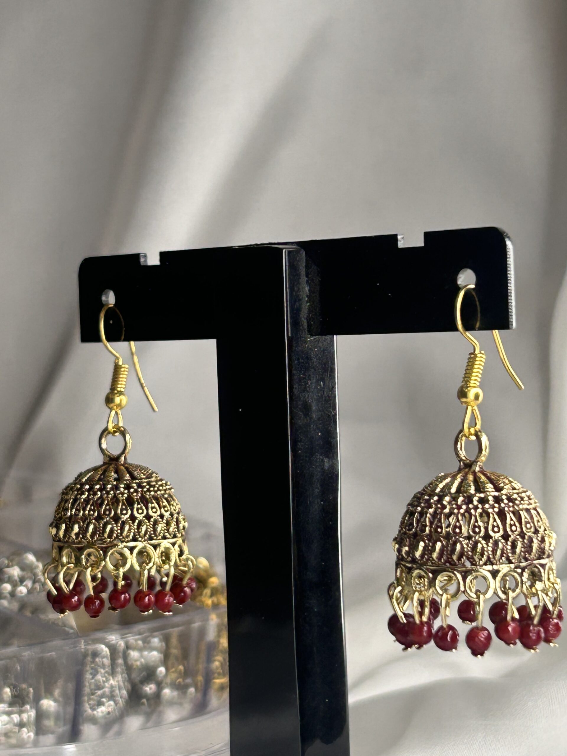 Golden Red Jhumkas