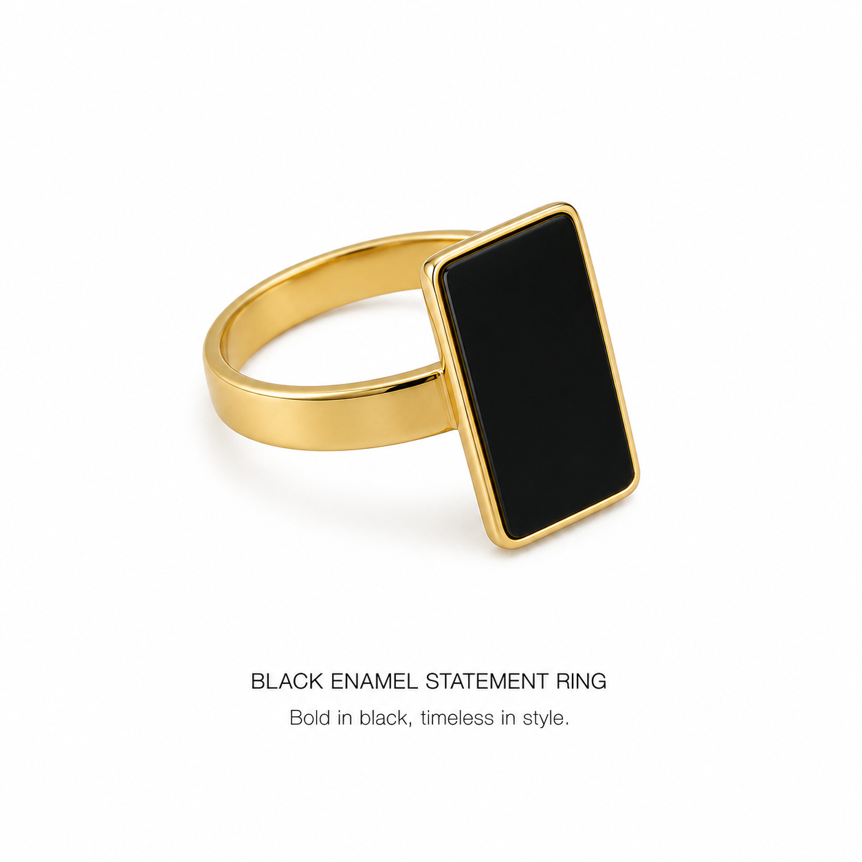 A01- BLACK ENAMEL STATEMENT RING