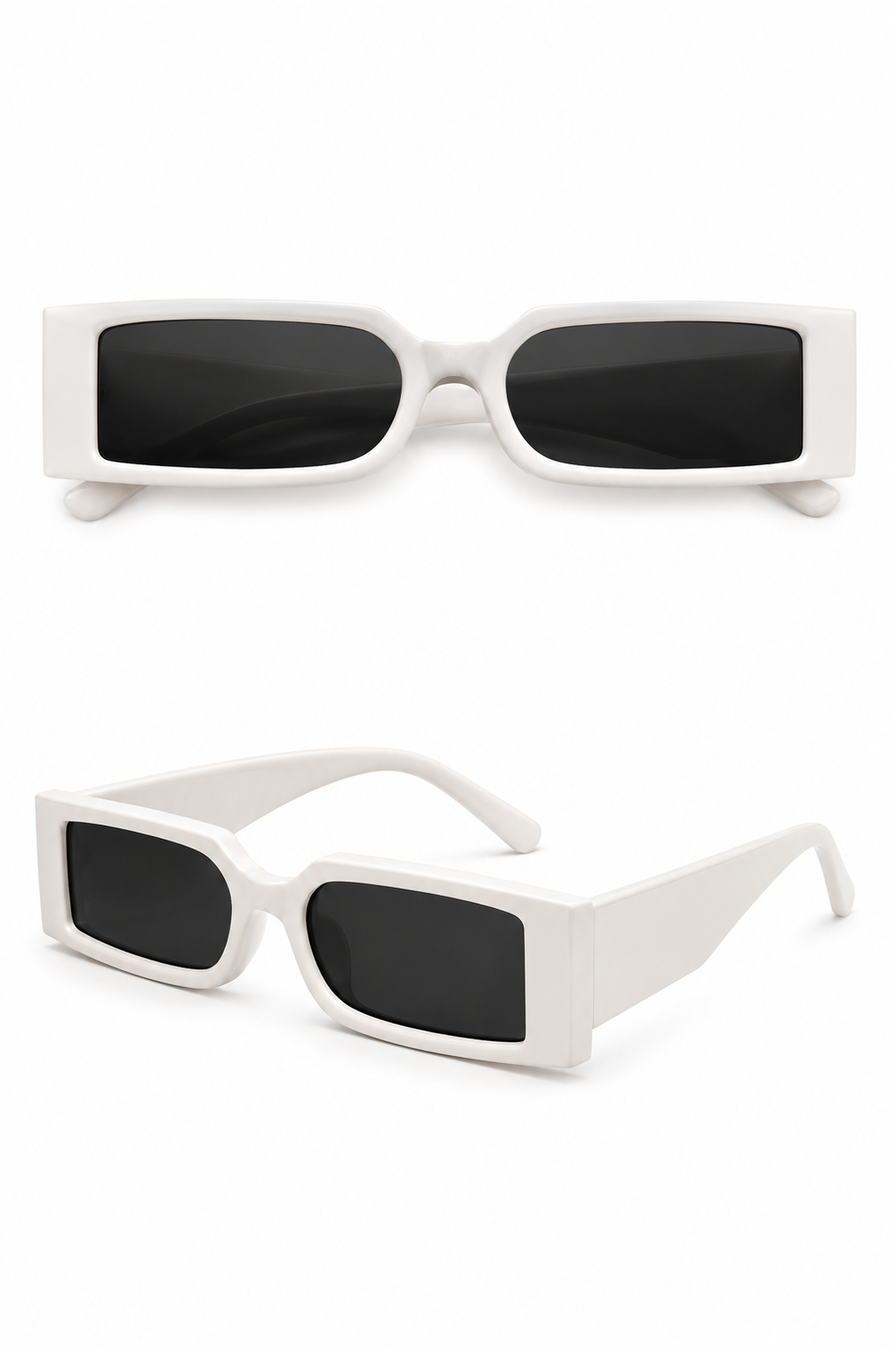 Netwiz Rectangular Sunglasses White n Black- Unisex