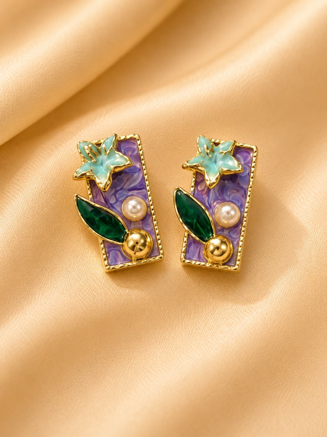 Enamel Purple Earrings