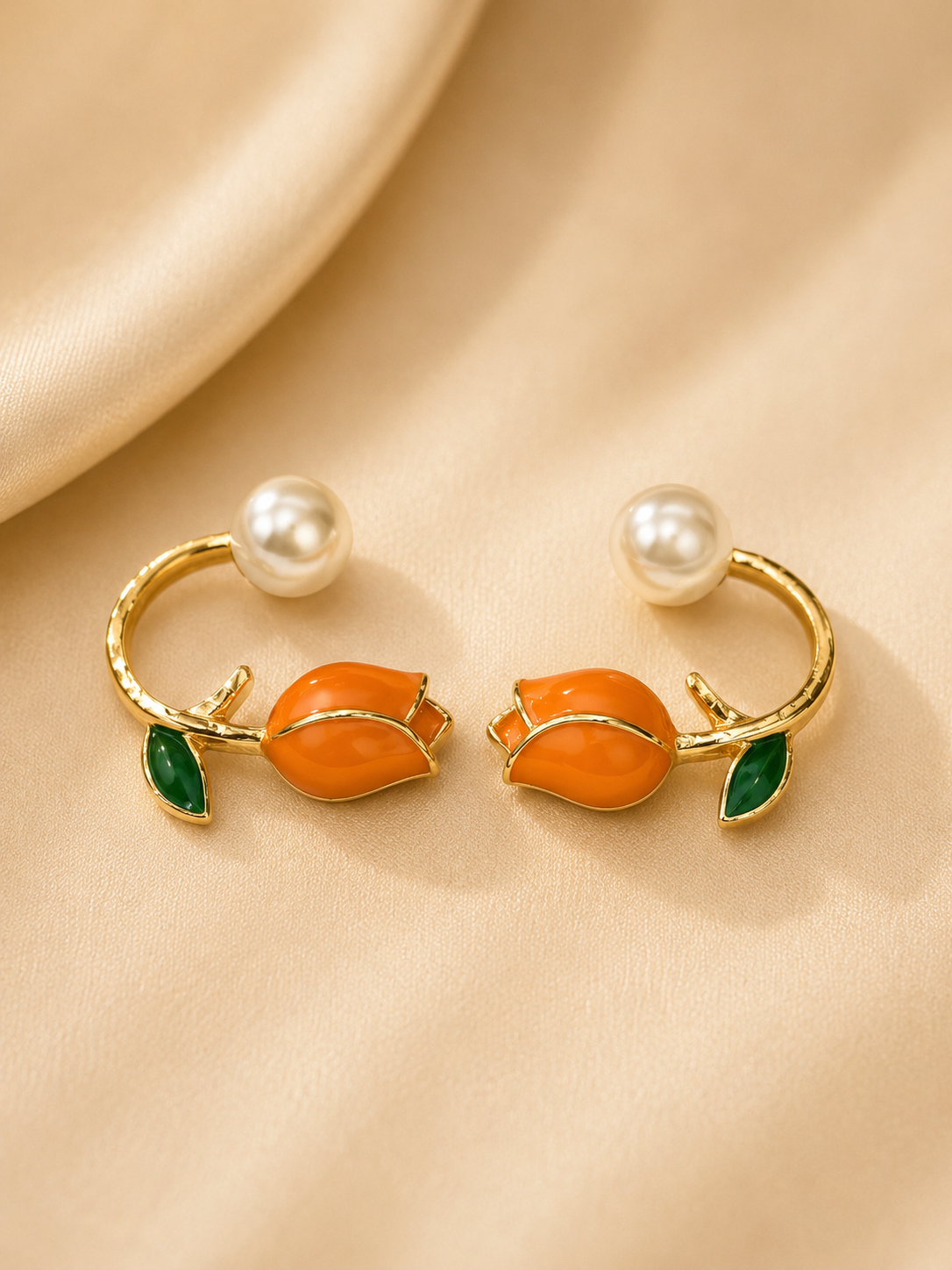 Orange Tulips Studs