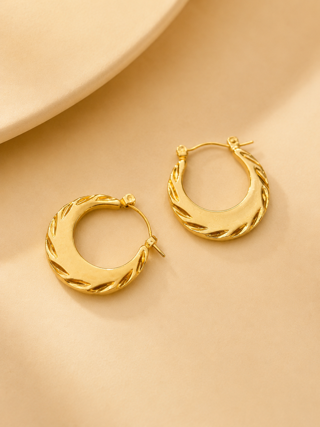 Golden Engraved Hoops