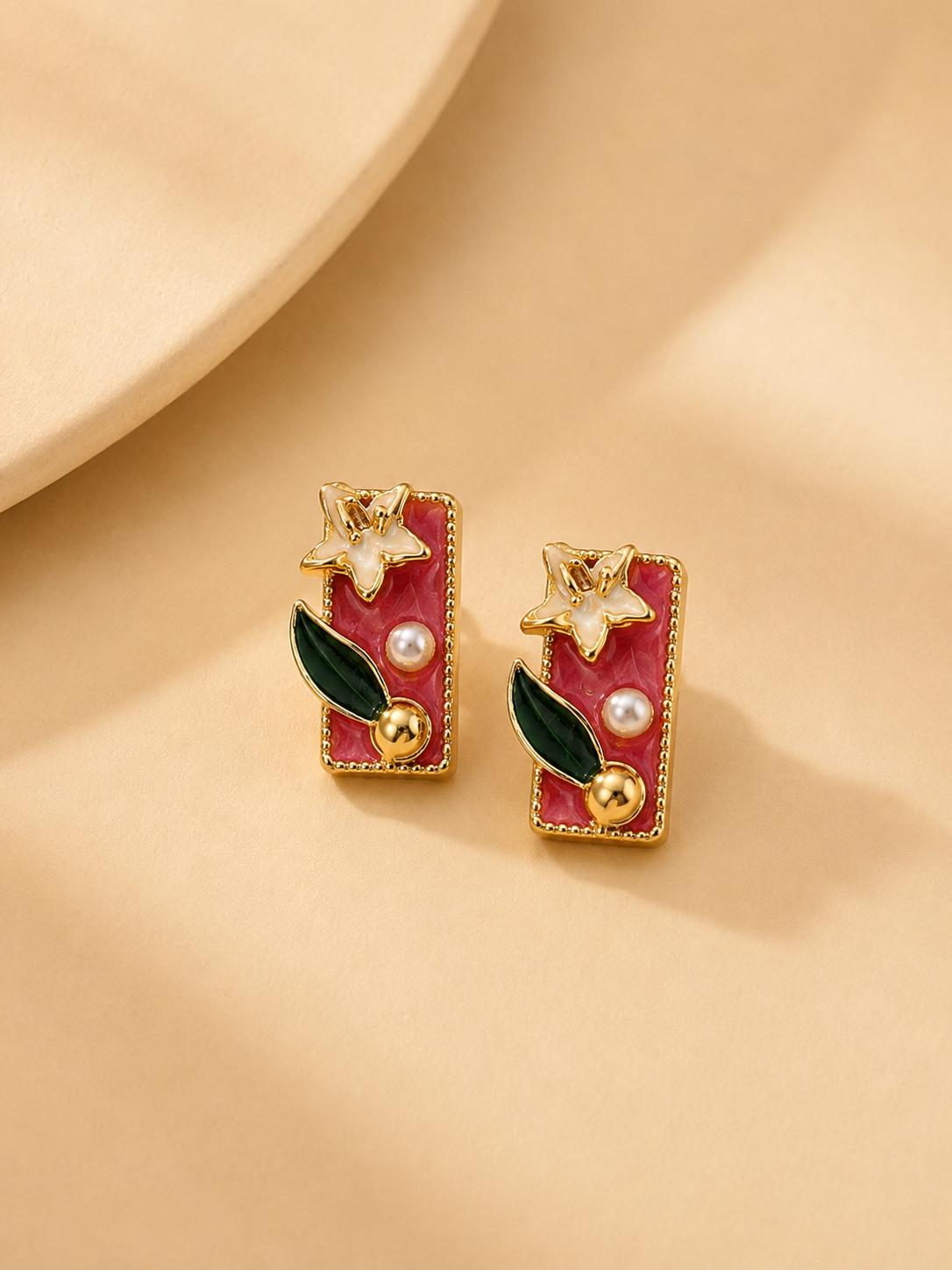 Enamel Red Earrings