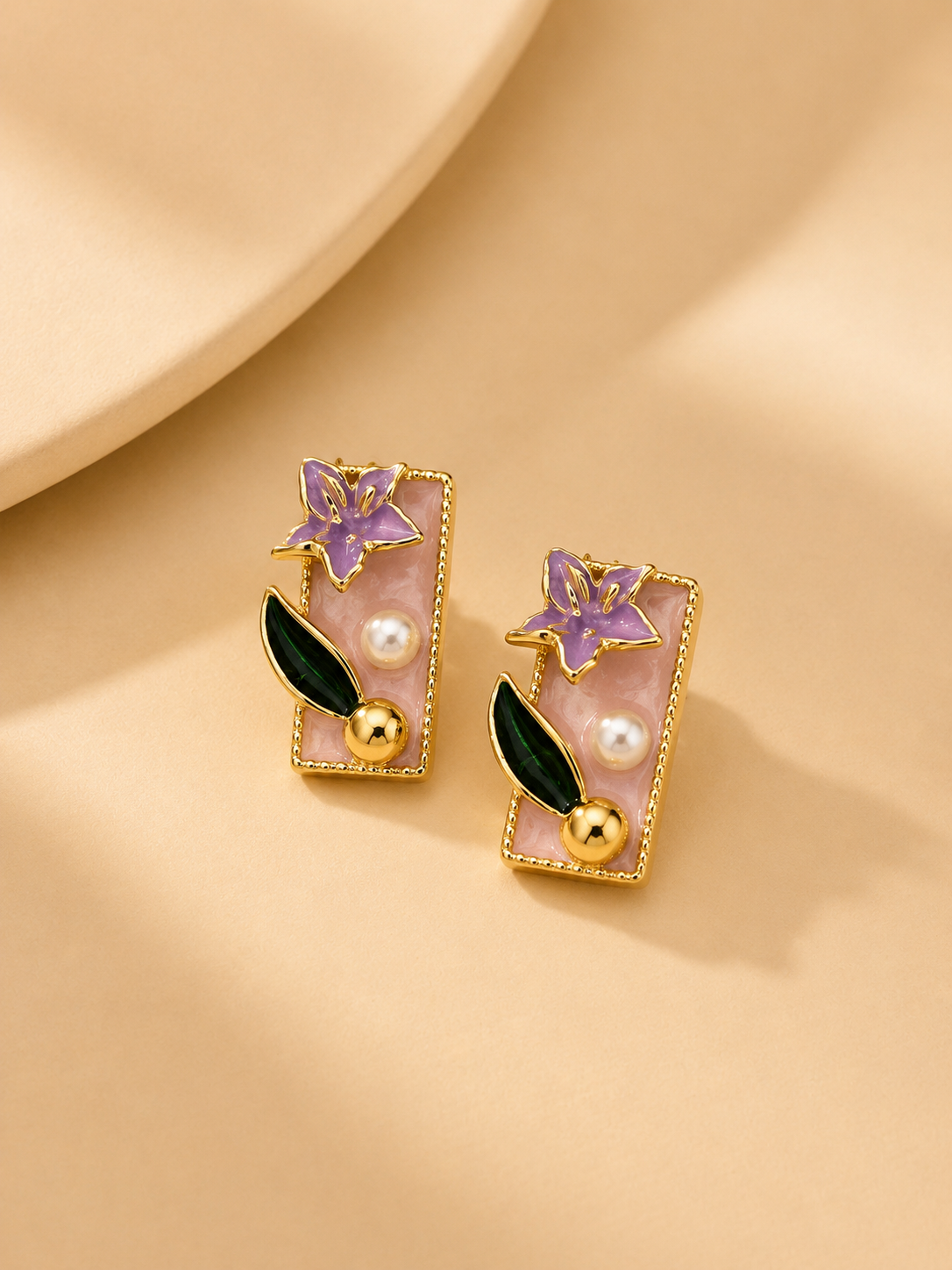 Enamel Peach Earrings
